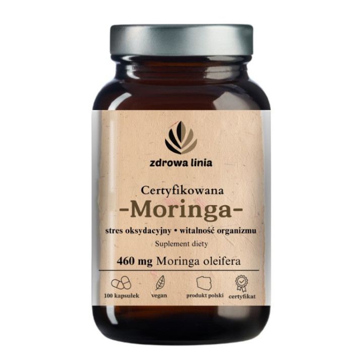 Certyfikowana Moringa 460 mg Moringa oleifera vege caps 100 szt
