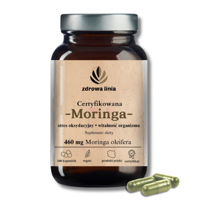 Certyfikowana Moringa 460 mg Moringa oleifera vege caps 100 szt