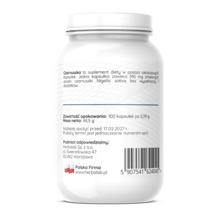 Czarnuszka NIgella sativa 390 mg Vege caps 100 kapsułek