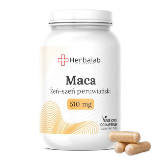 Maca Żeń- szeń peruwiański czysty bez dodatków 510 mg vege caps 100 sztuk Herbalab