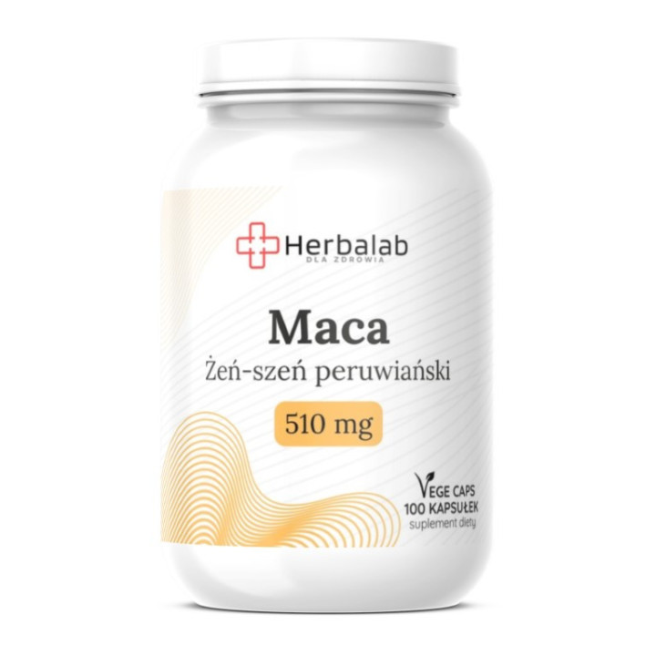 Maca Żeń- szeń peruwiański czysty bez dodatków 510 mg vege caps 100 sztuk Herbalab