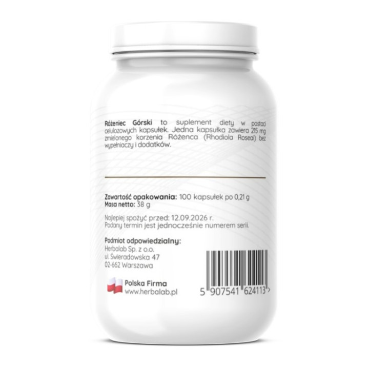 Różeniec Górski 215 mg czysty bez dodatków 100 Vege caps Herbalab