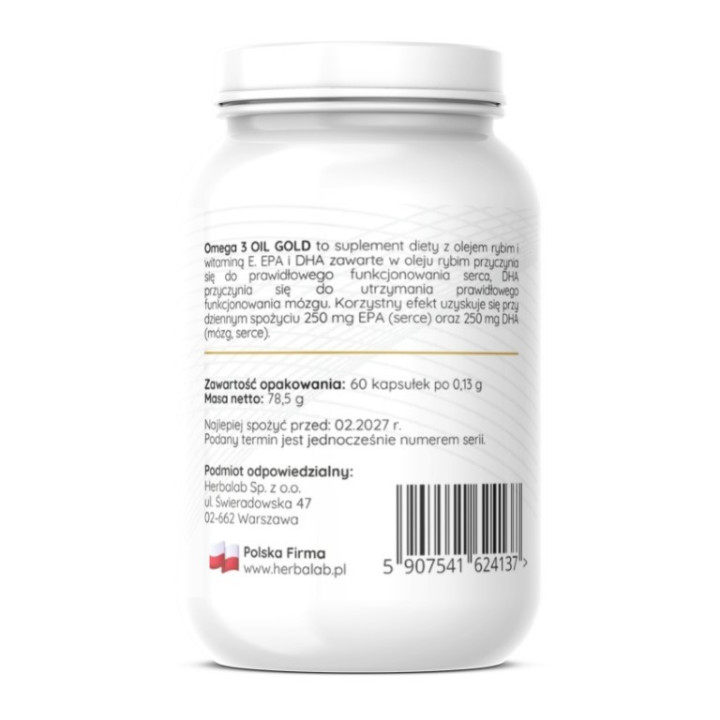 Omega 3 EPA DHA i witamina E Herbalab 60 kapsułek 1000 mg