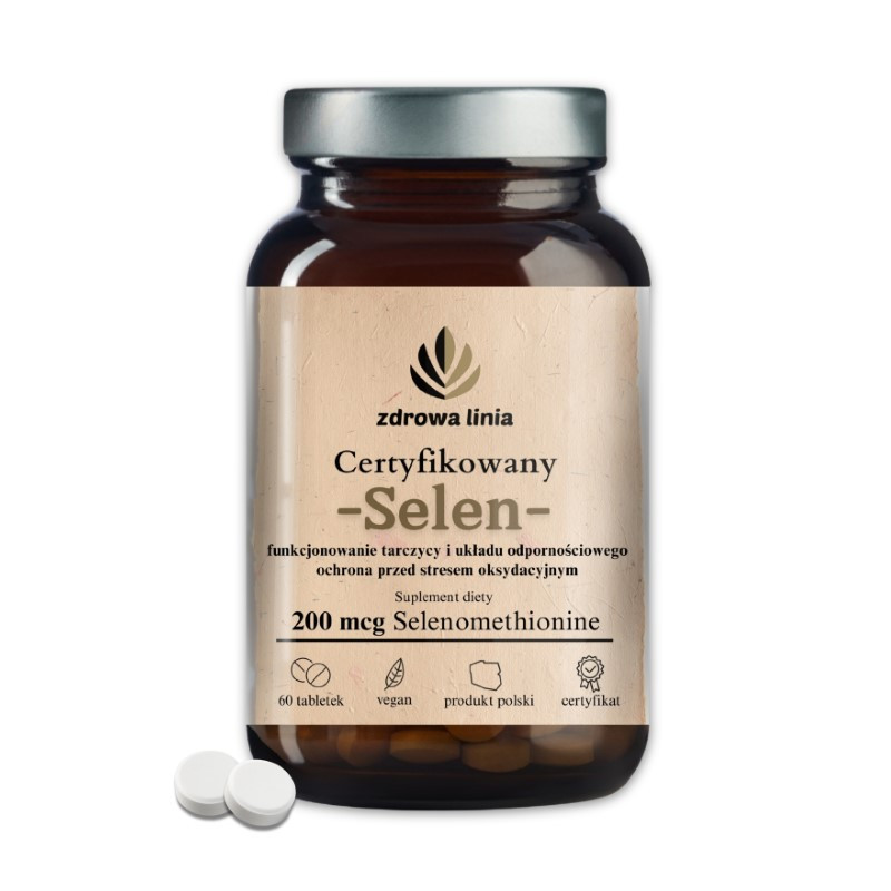 Certyfikowany Selen 200 mcg Selenmethionine 60 tabletek Zdrowa Linia