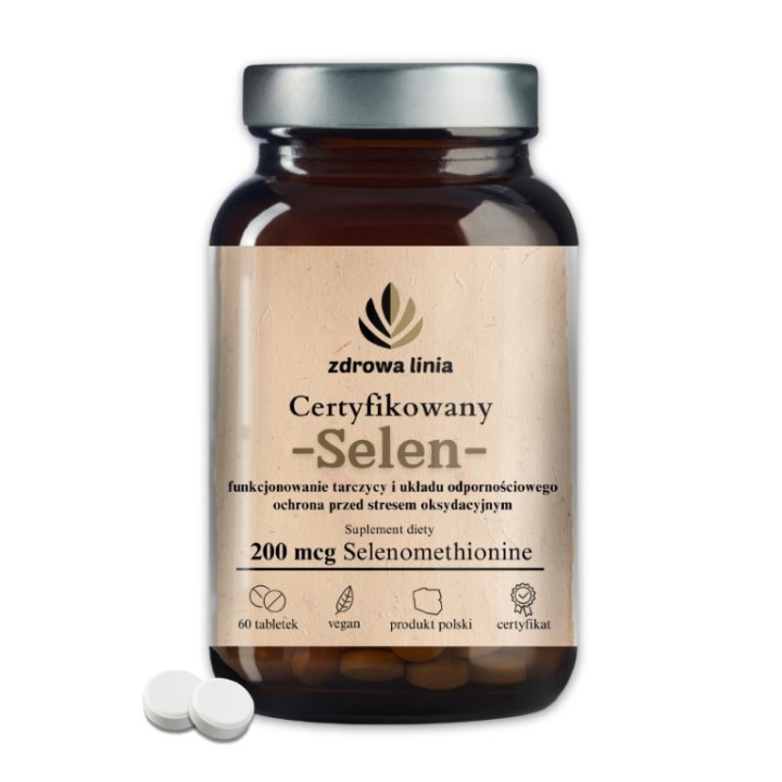 Certyfikowany Selen 200 mcg Selenmethionine 60 tabletek Zdrowa Linia