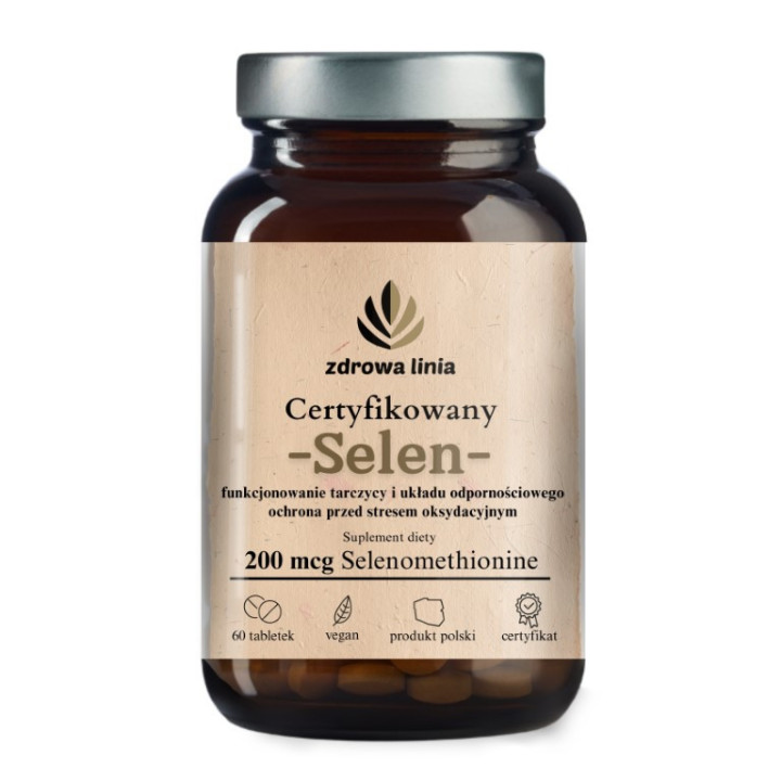Certyfikowany Selen 200 mcg Selenmethionine 60 tabletek Zdrowa Linia