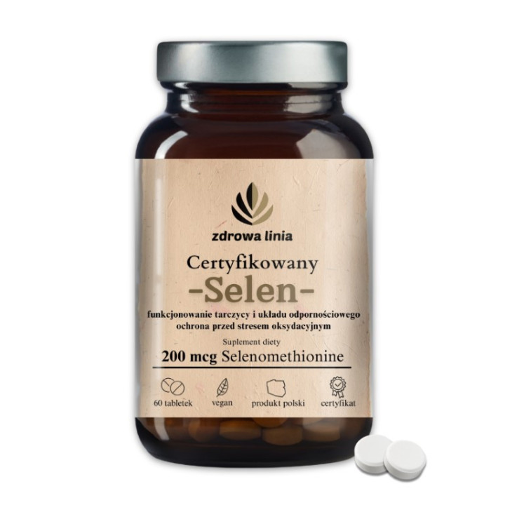 Certyfikowany Selen 200 mcg Selenmethionine 60 tabletek Zdrowa Linia