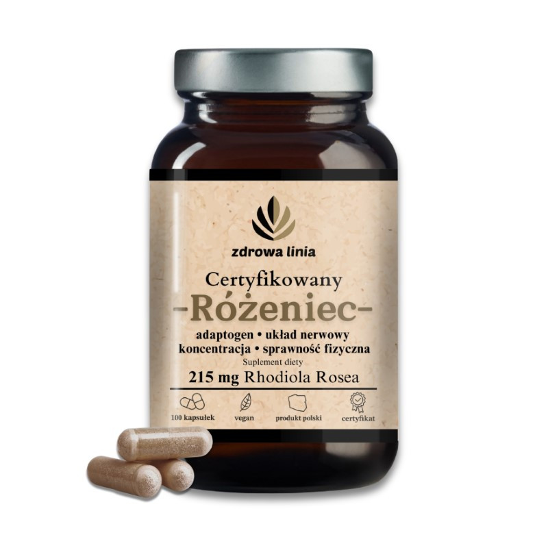 Certyfikowany Różeniec Górski adaptogen na koncentrację 215 mg Rhodiola Rosea