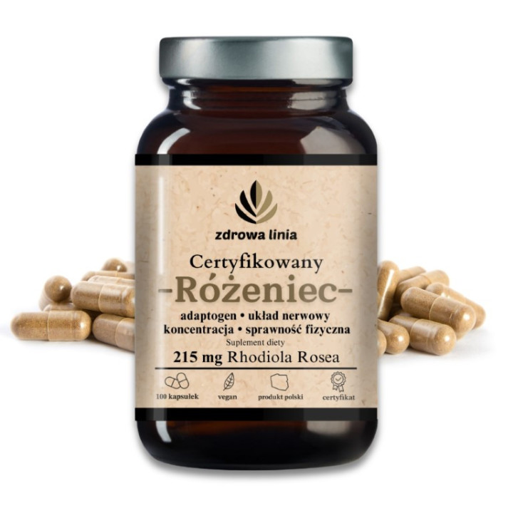 Certyfikowany Różeniec Górski adaptogen na koncentrację 215 mg Rhodiola Rosea