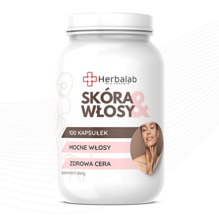 Skóra i Włosy 100 kapsułek witamina b7 Mocne włosy zdrowa cera Herbalab