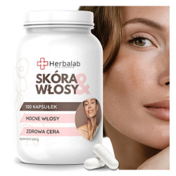 Skóra i Włosy 100 kapsułek witamina b7 Mocne włosy zdrowa cera Herbalab