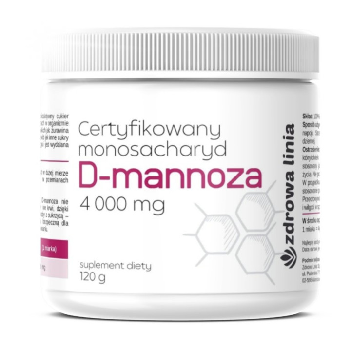 D-Mannoza D-mannose 4000 mg CZYSTA bez dodatków 120g Miarka GRATIS