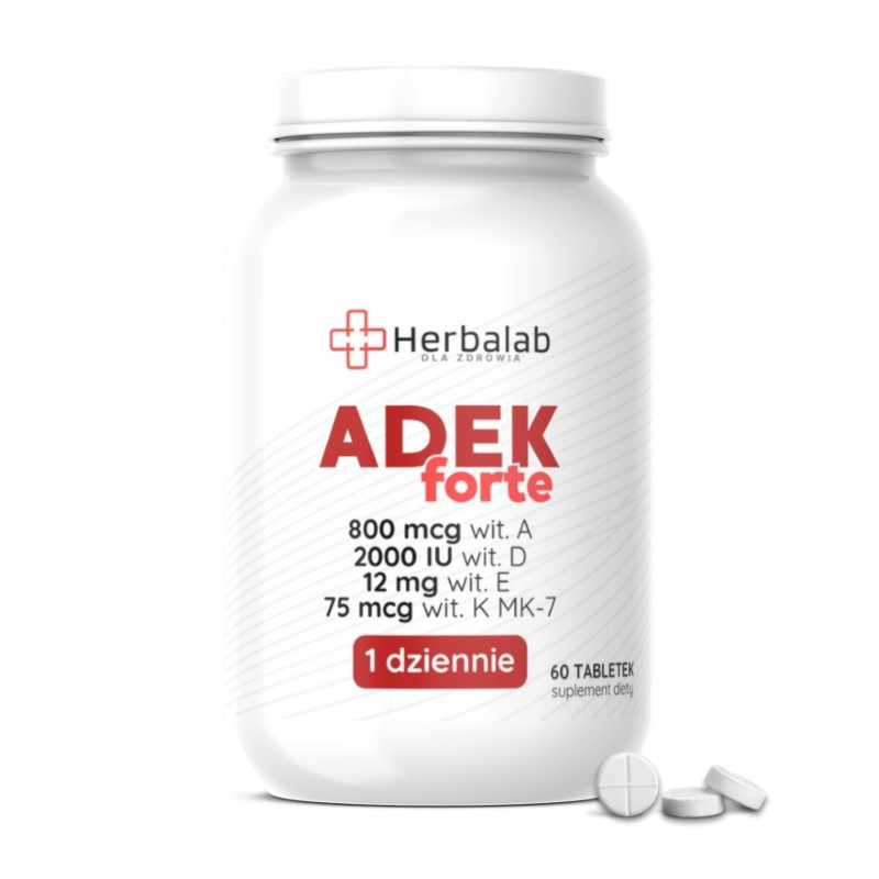 Herbalab ADEK Forte kompleks A,D3,E,K2 MK-7 - 1 tabletka dziennie 60 sztuk
