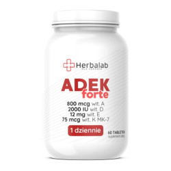 Herbalab ADEK Forte kompleks A,D3,E,K2 MK-7 - 1 tabletka dziennie 60 sztuk