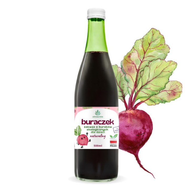 Zakwas Buraczany dla Dzieci 100% naturalny łagodny 500ml zakwas z buraków