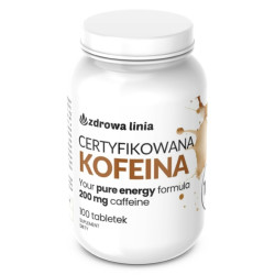 Certyfikowana KOFEINA CAFFEINE 200mg MOCNA 100 tabletek