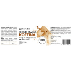 Certyfikowana KOFEINA CAFFEINE 200mg MOCNA 100 tabletek