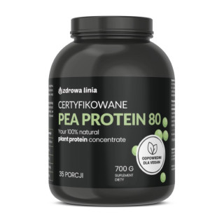 Białko 80% PEA PROTEIN 700g BIAŁKO Z GROCHU WEGAŃSKIE VEGE + miarka GRATIS
