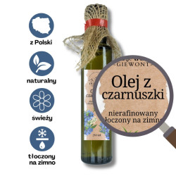 Olej z czarnuszki nierafinowany tłoczony na zimno z Polski 250 ml