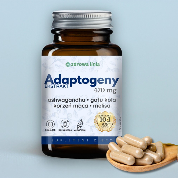 Adaptogeny EXTRAKT 10:1 Ashwagandha 5% gotu kola maca melisa