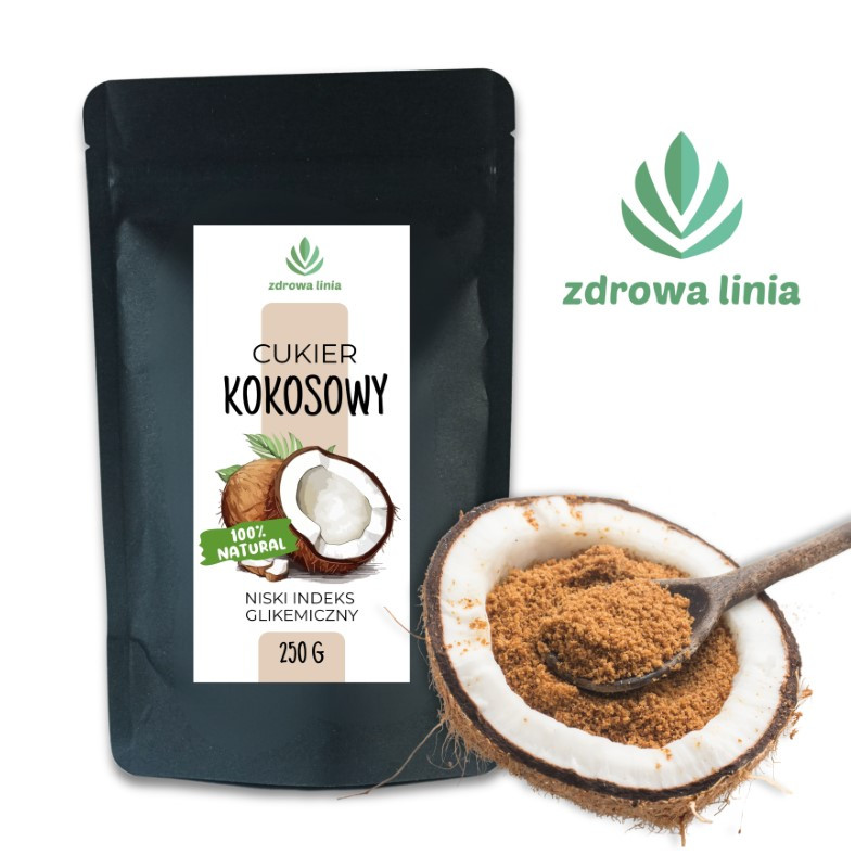 Cukier kokosowy naturalny 250 g zdrowy zamiennik cukru niskie IG 100 % natural