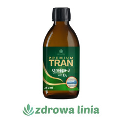 Premium Tran z wątroby dorsza Omega 3 DHA EPA wit D3 i A 250 ml