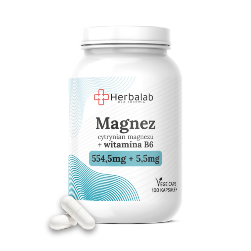 Herbalab Magnez organiczny + witamina B6 - 100 kapsułek