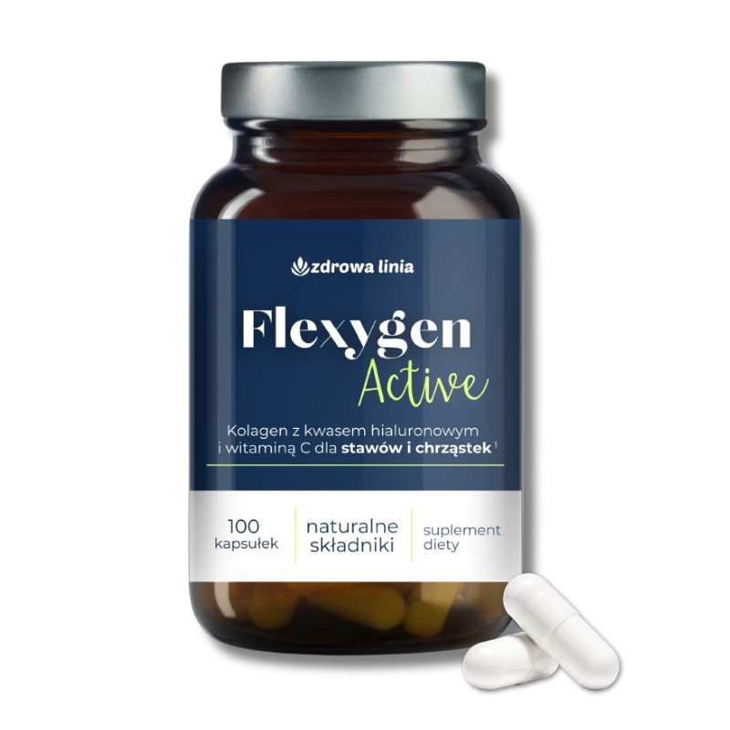 Flexygen Active kolagen z kwasem hialuronowym i wit C Zdrowa Linia 100 caps