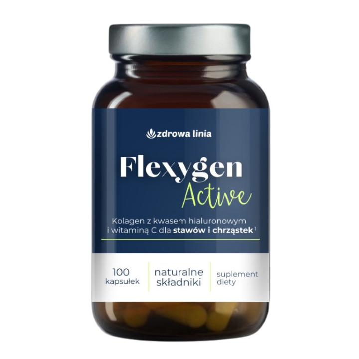 Flexygen Active kolagen z kwasem hialuronowym i wit C Zdrowa Linia 100 caps