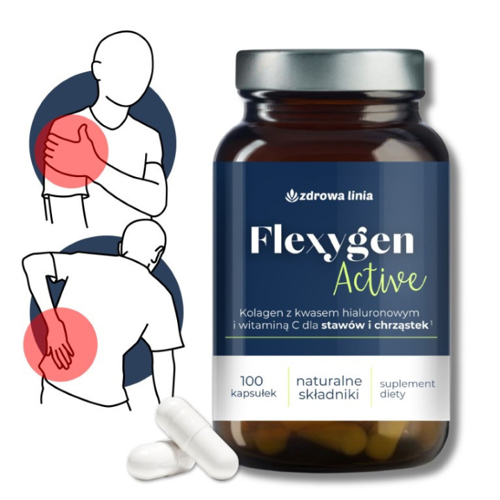 Flexygen Active kolagen z kwasem hialuronowym i wit C Zdrowa Linia 100 caps