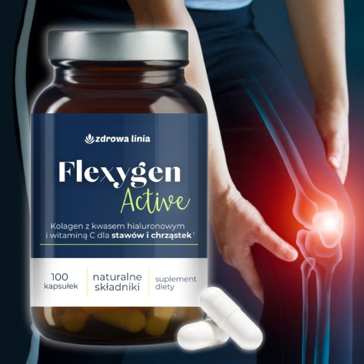 Flexygen Active kolagen z kwasem hialuronowym i wit C Zdrowa Linia 100 caps