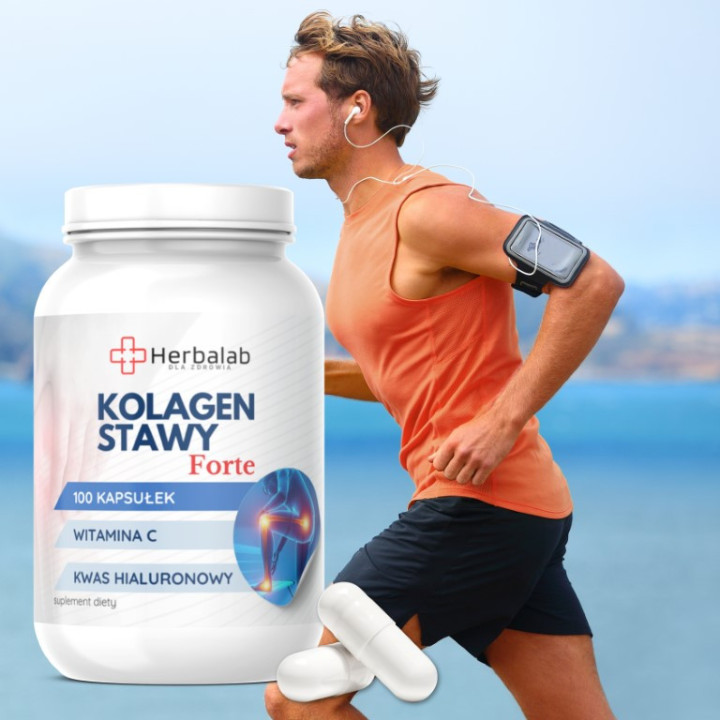 Kolagen Stawy Forte plus wit C i kwas hialuronowy 100 kapsułek Herbalab